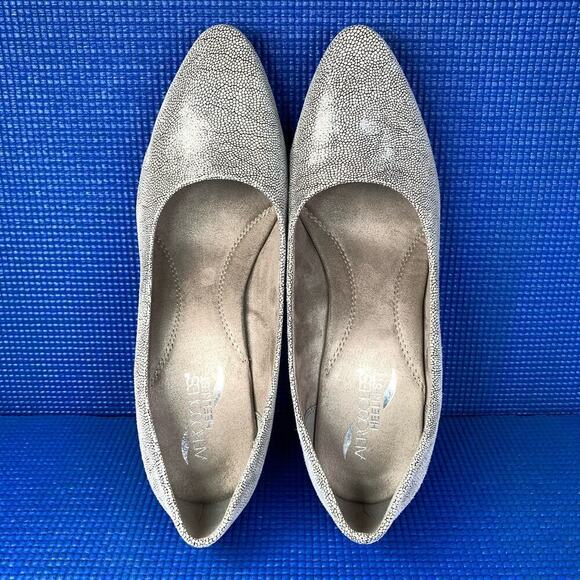 🔴 AEROSOLES Heel Rest EXQUISITE Women`s US 10M Grey Leather Pumps Shoes VN - Picture 6 of 8